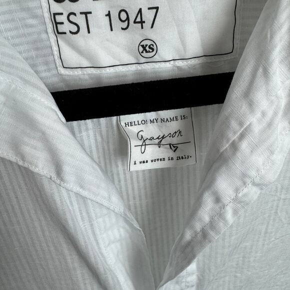 Frank & Eileen Grayson White Striped Cotton Striped Button Down Shirt XS - Picture 4 of 10
